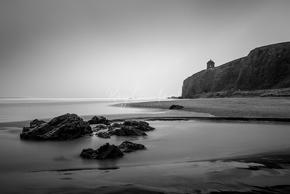 Mussenden Temple and the Rocks Co.Antrim B:W