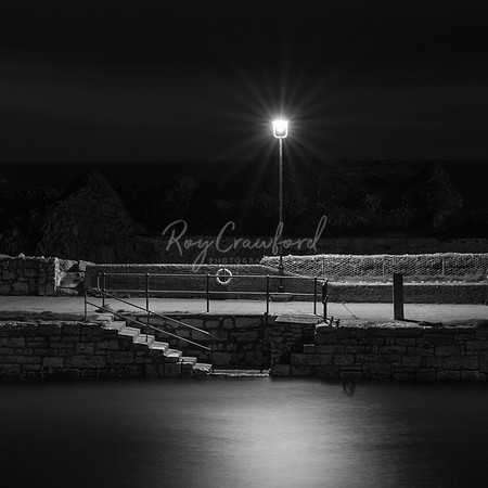 Ballintoy harbour steps b-w