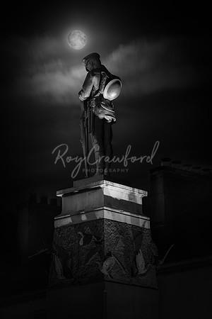 The Harvest moon at the Cenotaph in Enniskillen October 2020